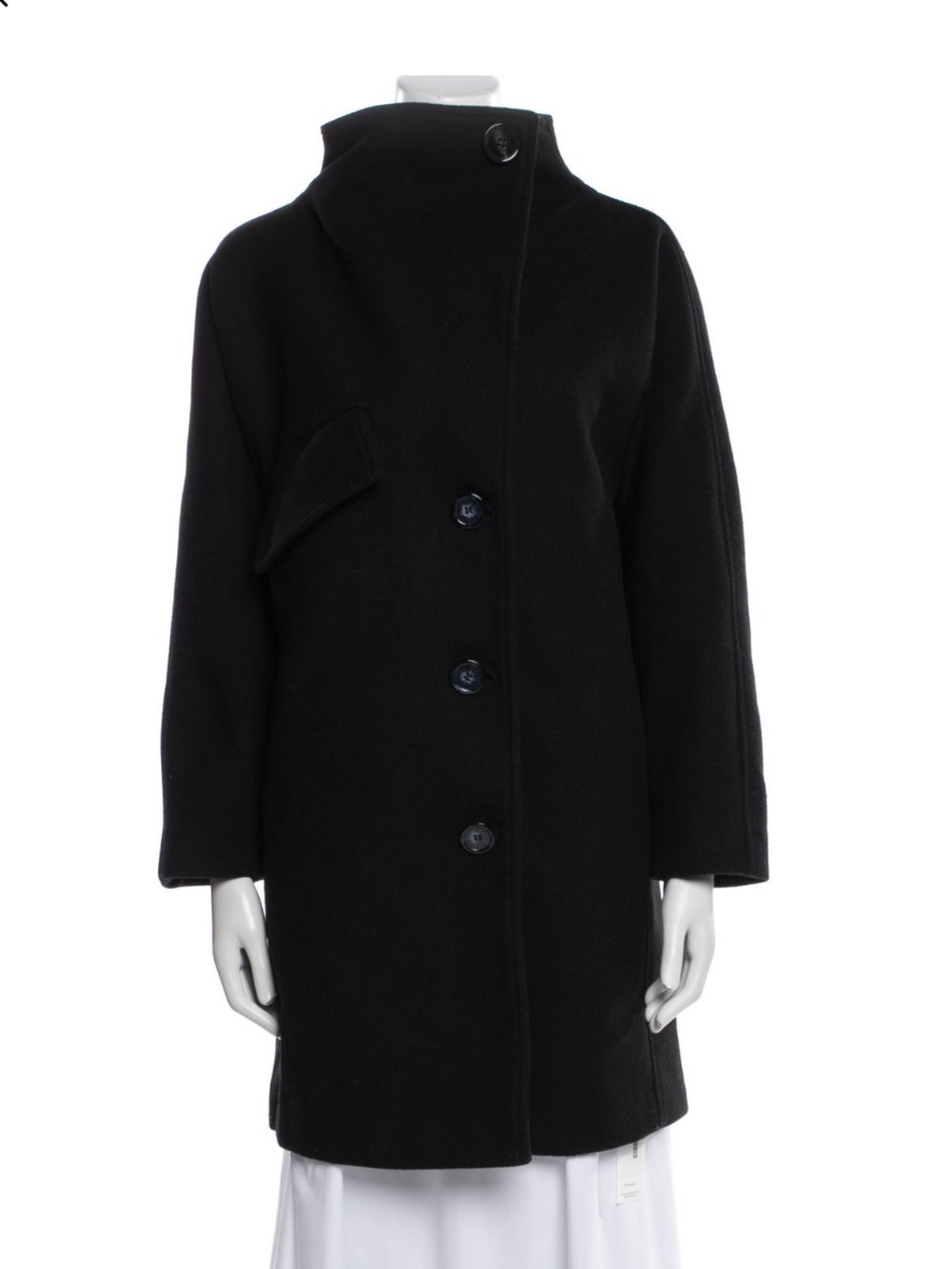 Acne Studios Black Wool Single-Breasted Funnel Neck Coat